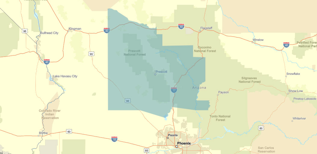 yavapai county boundry map